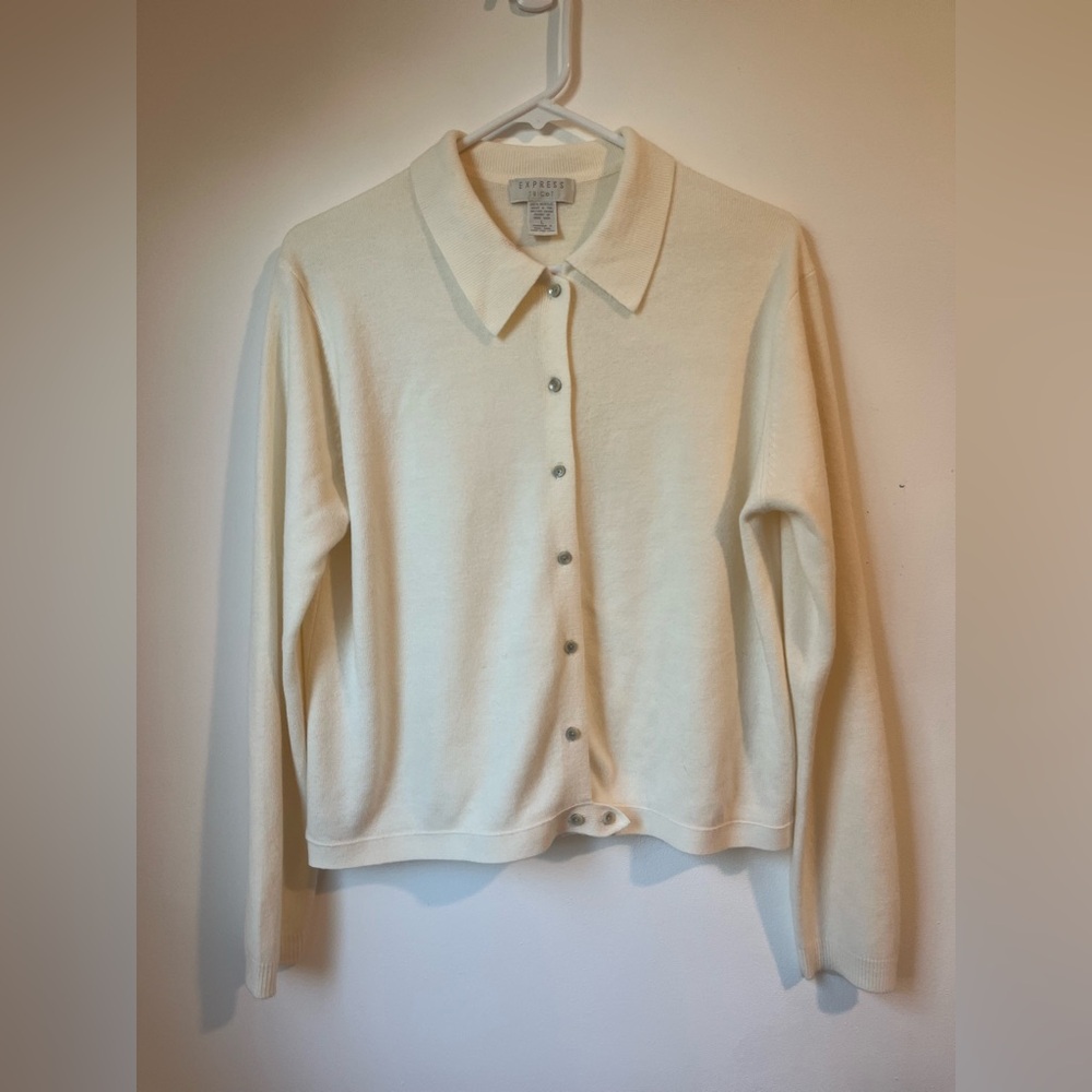 Express Cream Collared Button Down Women's Cardig… - image 1